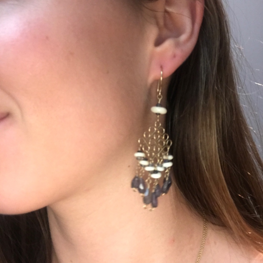 Gold Chandelier earrings - Picture 4 of 7